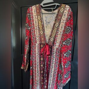 Aratta Red Patterned Kimono